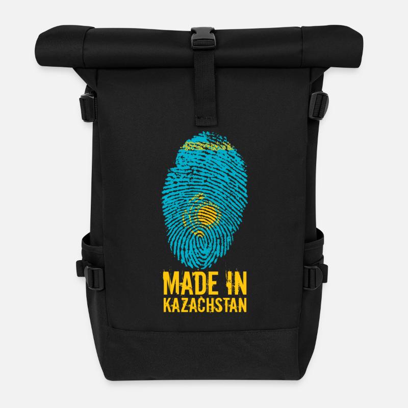 Made in Kazachstan / Gemacht in Kasachstan - Rolltop Rucksack - Schwarz