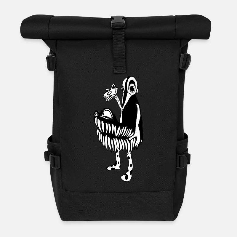 Illustration Monster caractère PUK - Sac à dos roll top - noir