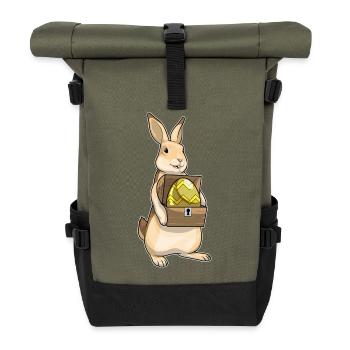 Bunny Easter Treasure Chest - Roll Top Backpack - olive/black - Front