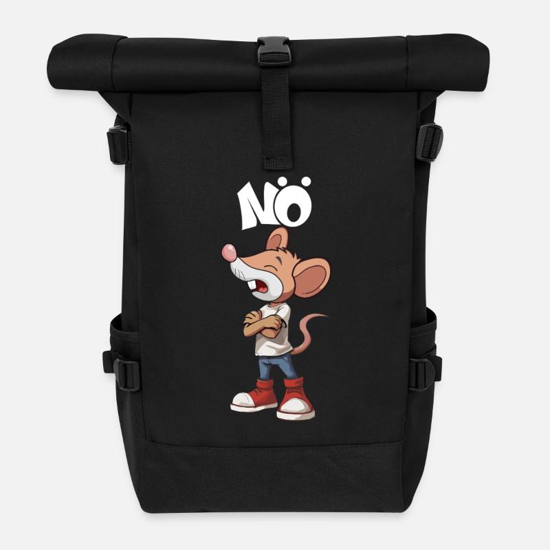 Maus Nö Nein Sager widersprechen Standpunkt - Rolltop Rucksack - Schwarz