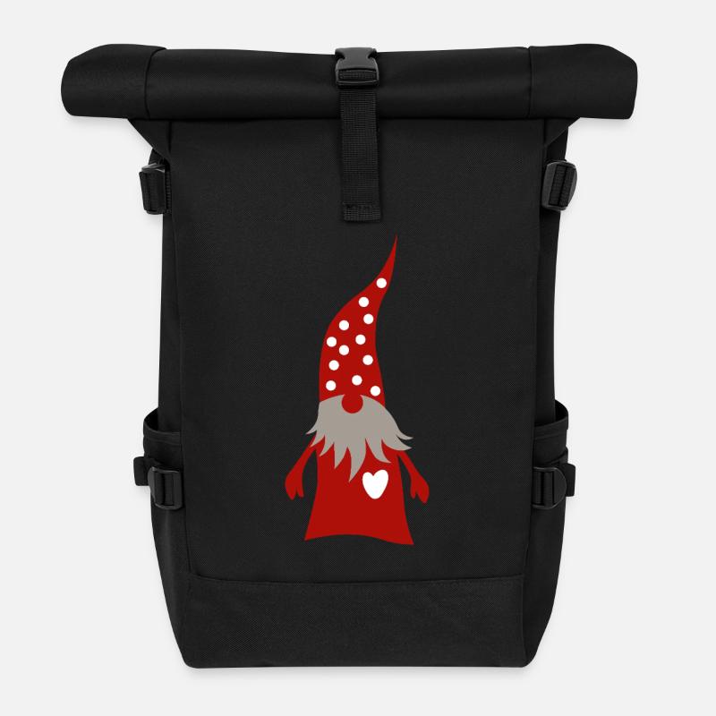 Décoration de Noël Gnome Red Heart Dots - Sac à dos roll top - noir
