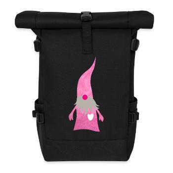 Wichtel Flausch Weihnachten Zwerg Herz Bart Mütze - Rolltop Rucksack - Schwarz - Vorne