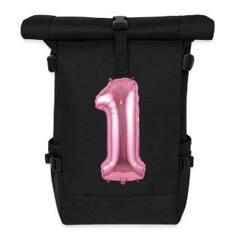 Geburtstag Shirt, 1. Geburtstag Ballon - Rolltop Rucksack - Schwarz - Vorne