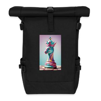 Chess | Chess piece | Chess player - Roll Top Backpack - black - Front