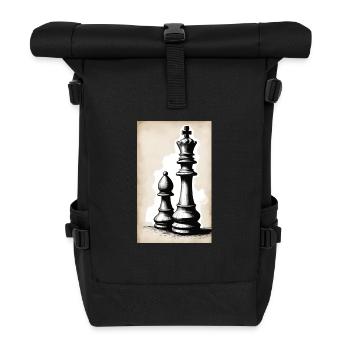 Chess | Chess piece | Chess player - Roll Top Backpack - black - Front
