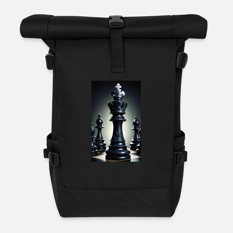 Chess | Chess piece | Chess player - Roll Top Backpack - black