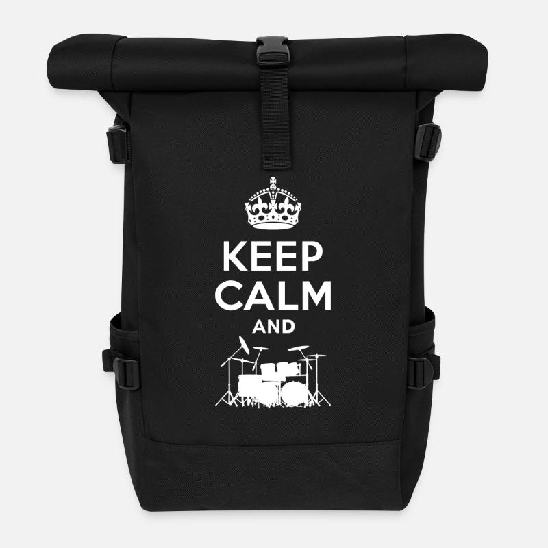 Keep Calm - Schlagzeug - Drums - Sac à dos roll top - noir