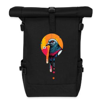 Street art pigeon - Roll Top Backpack - black - Front