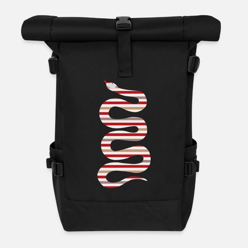 Striped Snake – 2025 Year of the Snake - Roll Top Backpack - black