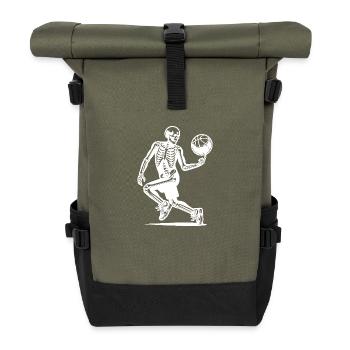 Ball Sports Halloween Skeletons Playing Basketball - Roll Top Backpack - olive/black - Front