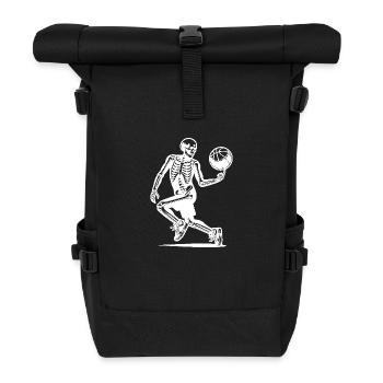 Ball Sports Halloween Skeletons Playing Basketball - Roll Top Backpack - black - Front