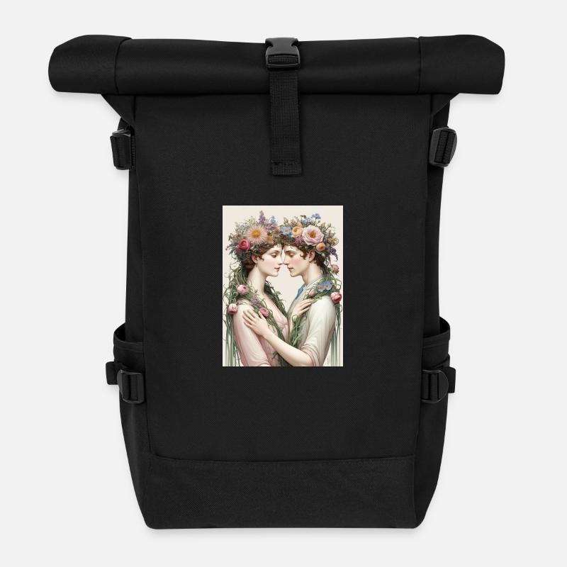Liebespaar und Blumensträuße - Rolltop Rucksack - Schwarz