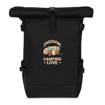 Freedom on Wheels -" Camper Love" on Adventure - Rolltop Rucksack - Schwarz - Vorne