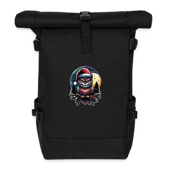 Little Christmas Owl in Winter Forest Christmas Forest - Roll Top Backpack - black - Front