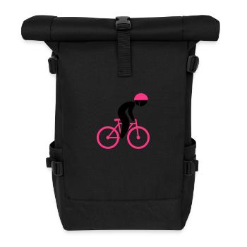 Un coureur cycliste sur son vélo - Sac à dos roll top - noir - Devant