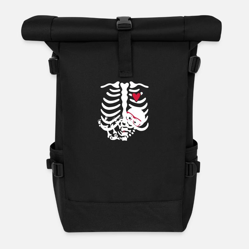 Maternity Skeleton ribcage - Rolltop Rucksack - Schwarz