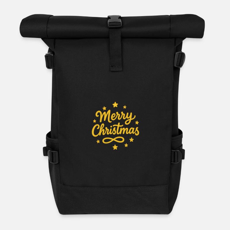 Frohe und gemütliche Weihnachten - Rolltop Rucksack - Schwarz