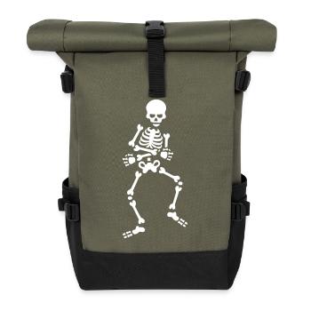 Skibidi challenge meme Tanzen Skelett Tanz - Rolltop Rucksack - Olive/Schwarz - Vorne