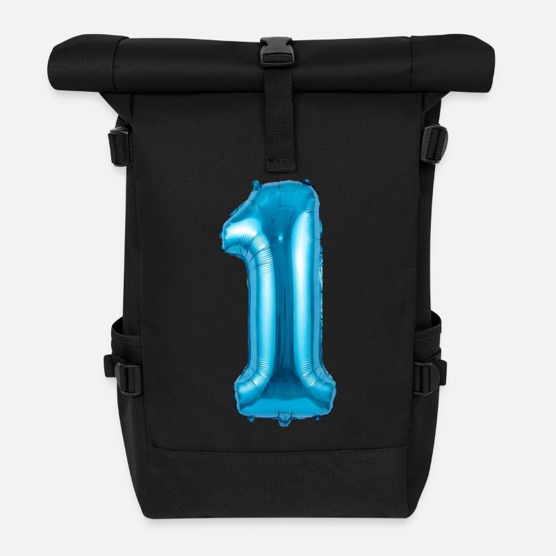1. Geburtstag, Erster Geburtstag Ballon blau - Rolltop Rucksack - Schwarz