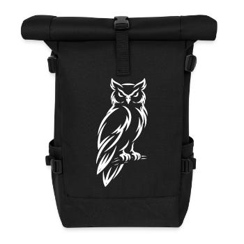 Eule – Mystisches  Natur Design - Rolltop Rucksack - Schwarz - Vorne