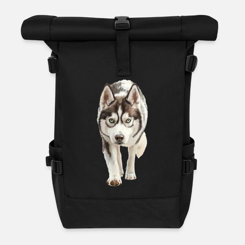 Sibirischer Husky - Rolltop Rucksack - Schwarz
