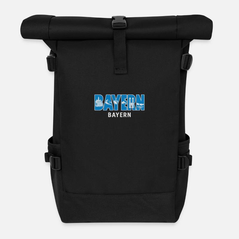 Bayernliebe – Weiß-Blau im Herzen - Rolltop Rucksack - Schwarz