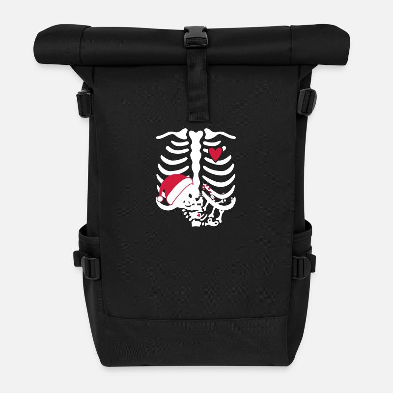 Maternity Skeleton ribcage - Rolltop Rucksack - Schwarz