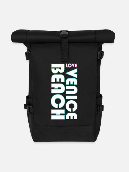 J’aime Venice Beach - Sac à dos roll top - noir