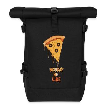Monday Be Like – Funny pizza motif for the week - Roll Top Backpack - black - Front