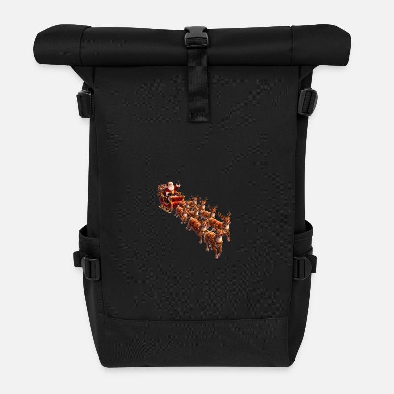 Santa mit Schlitten - Rolltop Rucksack - Schwarz