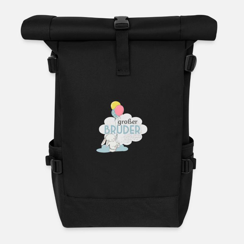 großer Bruder Hase - Rolltop Rucksack - Schwarz