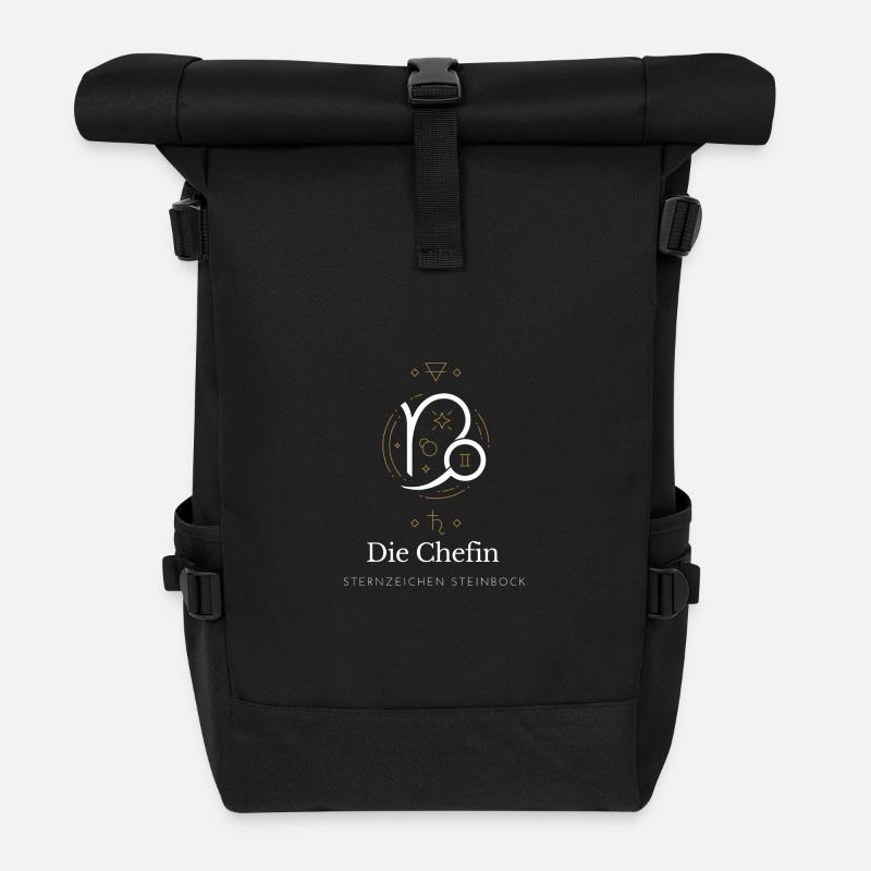 Steinbock Chefin Stil Grafik - Rolltop Rucksack - Schwarz