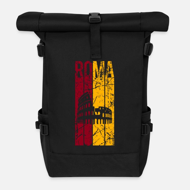 Rom T-Shirt Design Grunge Effekt Roma Rom Rome - Rolltop Rucksack - Schwarz