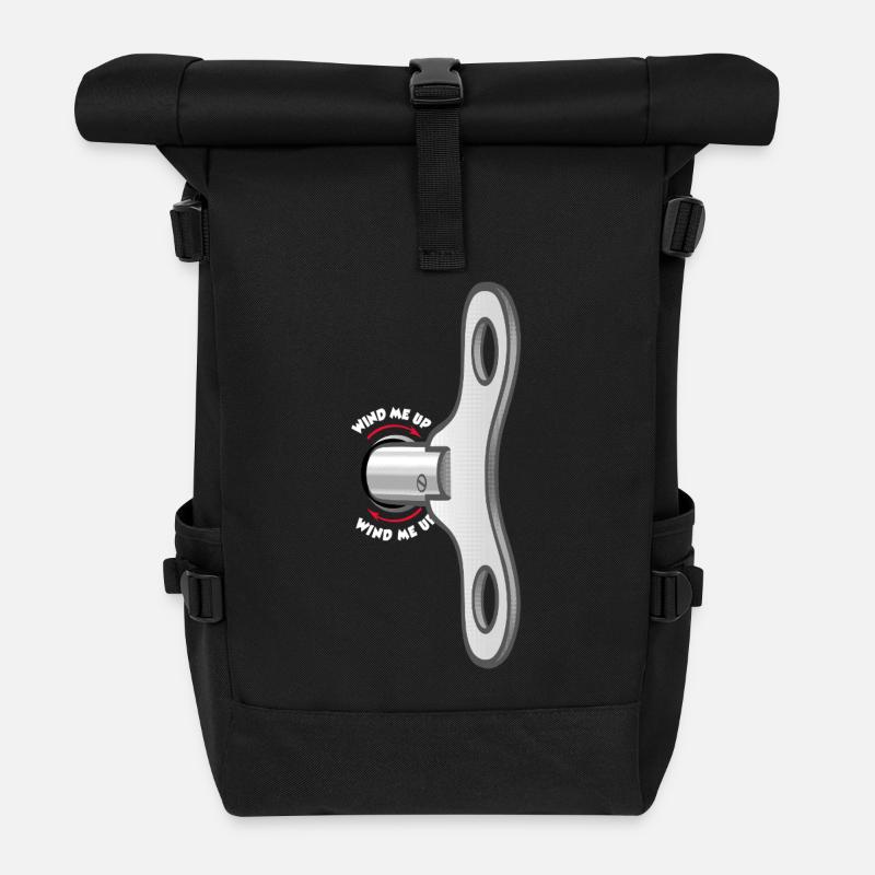 A key on the back - Roll Top Backpack - black