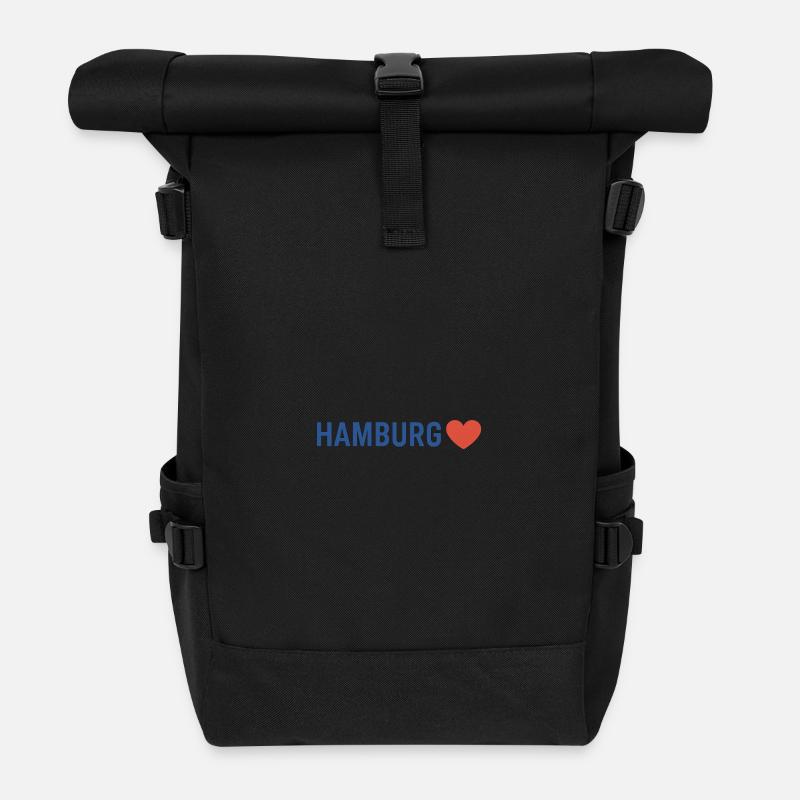 Hamburg Heart - Roll Top Backpack - black