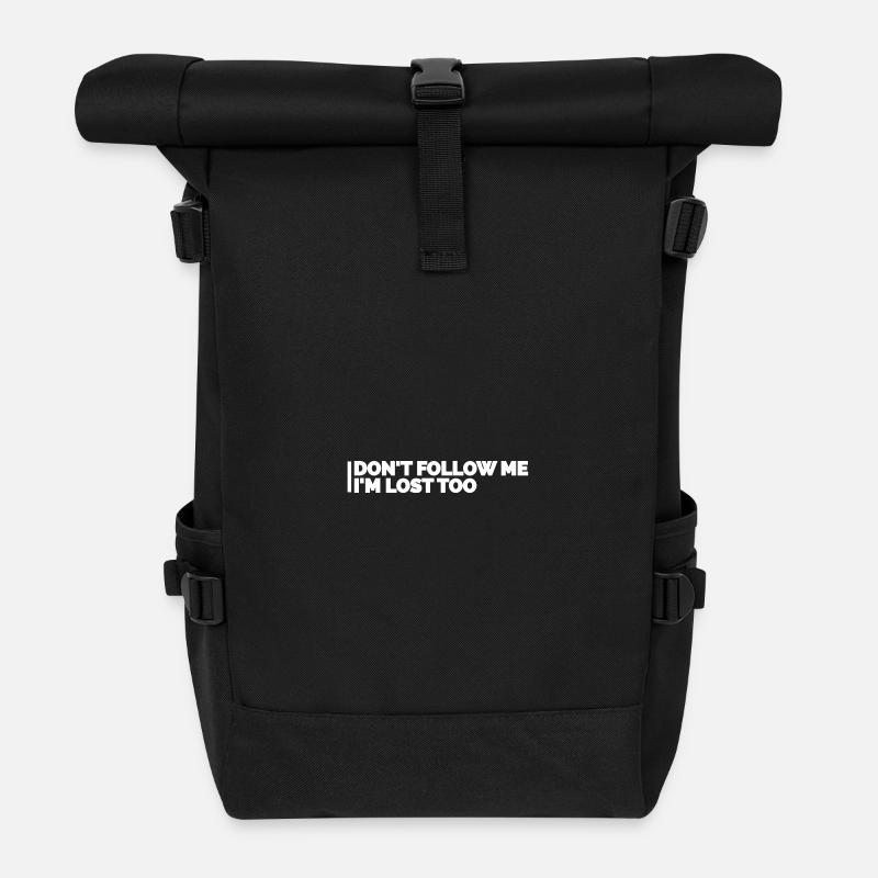 DON'T FOLLOW ME - Rolltop Rucksack - Schwarz