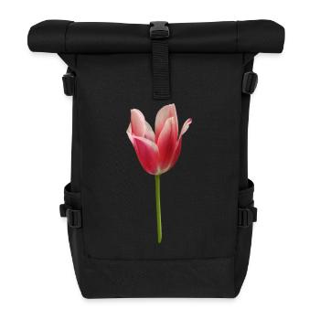 tulipe rose - Sac à dos roll top - noir - Devant