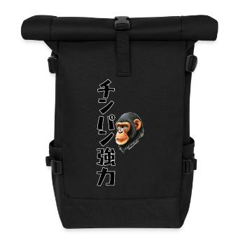Chimp Powerful Japanese Kanji Shirt Design - Roll Top Backpack - black - Front