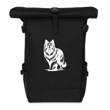 Elegant Shepherd Dog Portrait Tattoo Style - Roll Top Backpack - black - Front