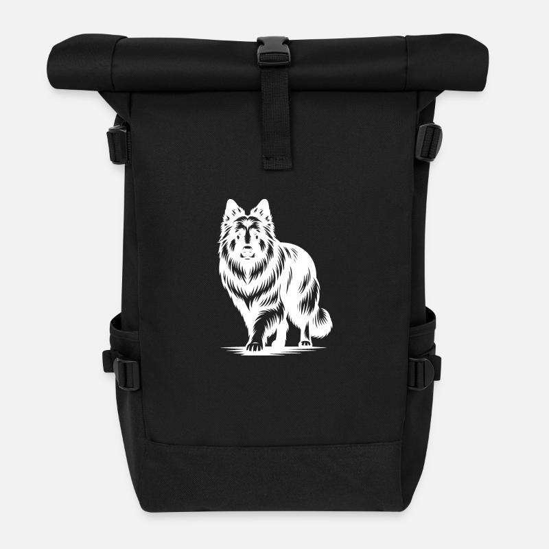Elegantes Schäferhunde Porträt Tattoo Style - Rolltop Rucksack - Schwarz