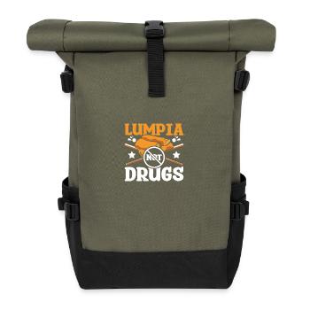 Lumpia not drugs - Rolltop Rucksack - Olive/Schwarz - Vorne