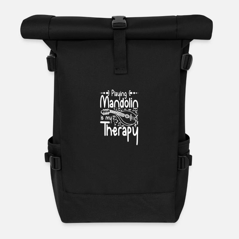 Playing Mandolin is my therapy - Rolltop Rucksack - Schwarz