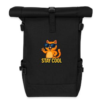 Stay Cool Cat - Cool Cat with Sunglasses - Roll Top Backpack - black - Front