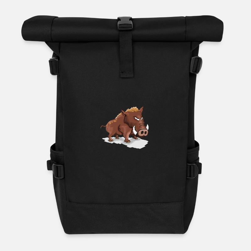 Cooles Wildschwein - Rolltop Rucksack - Schwarz