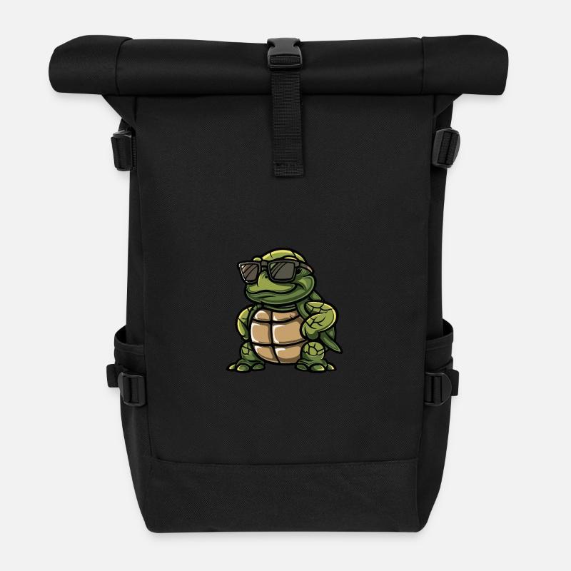 Schildkröte Cool Tier - Rolltop Rucksack - Schwarz