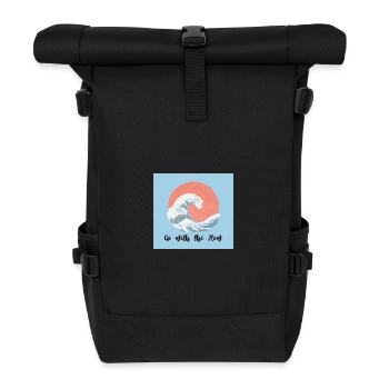 Vagues de la mer avec dicton motivant - Sac à dos roll top - noir - Devant