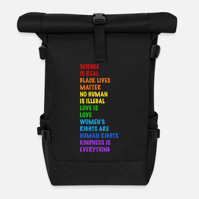 Menschenrechte! Kein Mensch ist Illegal - Rolltop Rucksack - Schwarz