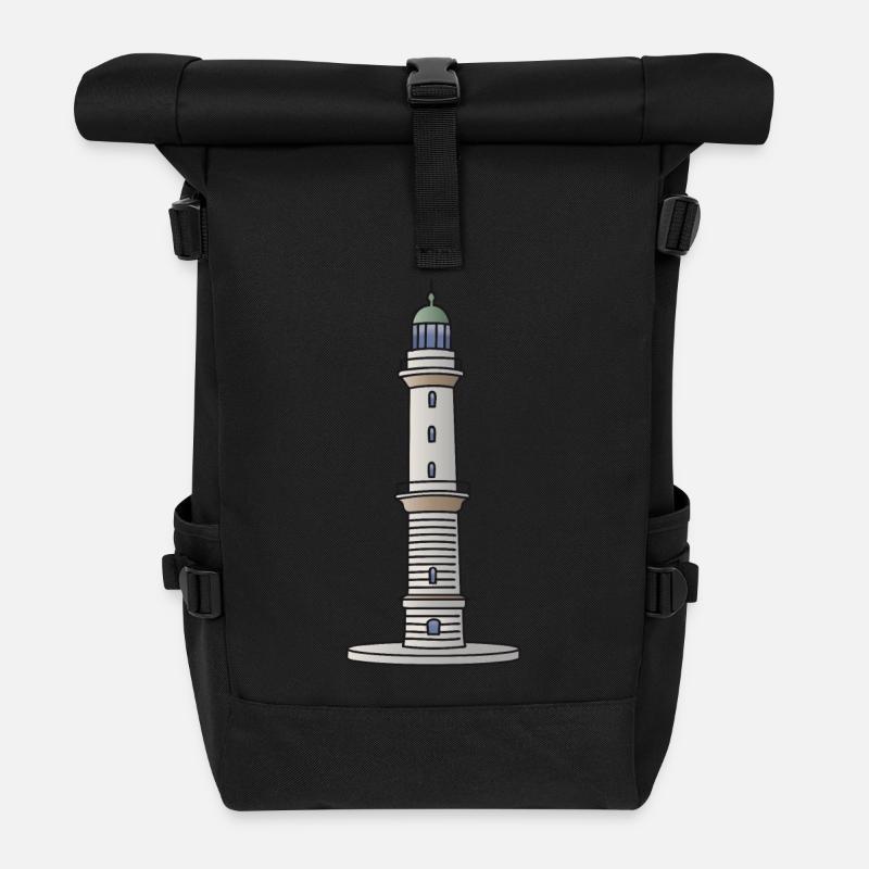 Leuchtturm Warnemünde Rostock c - Rolltop Rucksack - Schwarz