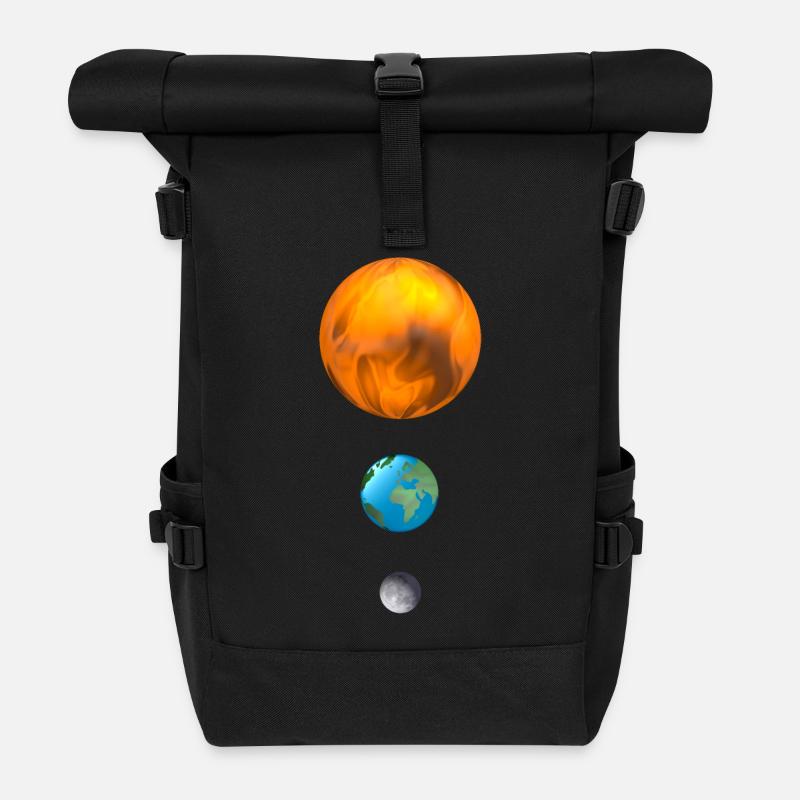 Feuerkugel Erde Mond Sonne - Rolltop Rucksack - Schwarz