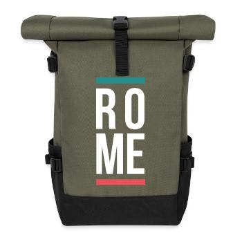 Rome City Bold Typography-Design - Rolltop Rucksack - Olive/Schwarz - Vorne
